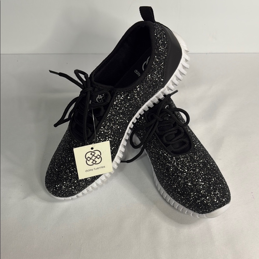 Daisy Fuentes Sparkly Black and White Sneakers